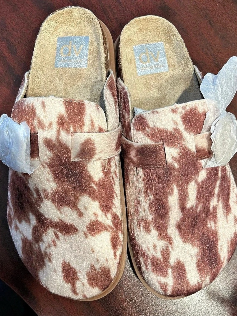 Dolce Vita Animal Print Mules in cream & brown US 7.5 Brand New